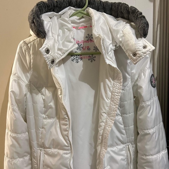 Aeropostale hooded white puffer jacket with cuffed sleeves - Picture 1 of 4